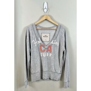 Hollister California Surf Y2K Vtg Sweatshirt V Neck Womens Sz Medium